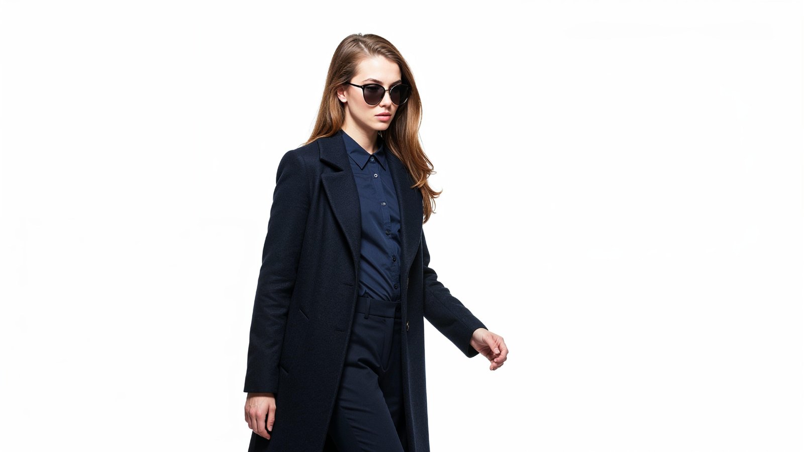 Stylish Young Woman Wearing Elegant Coat and Modern Fashion Outfit