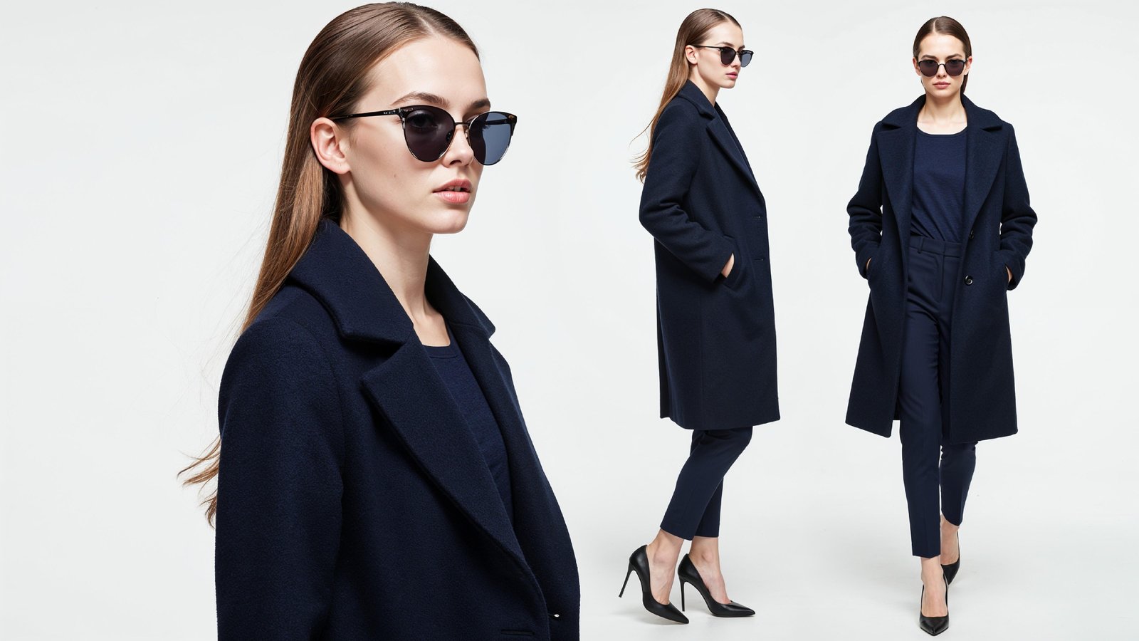 Stylish Young Woman Wearing Elegant Coat and Modern Fashion Outfit
