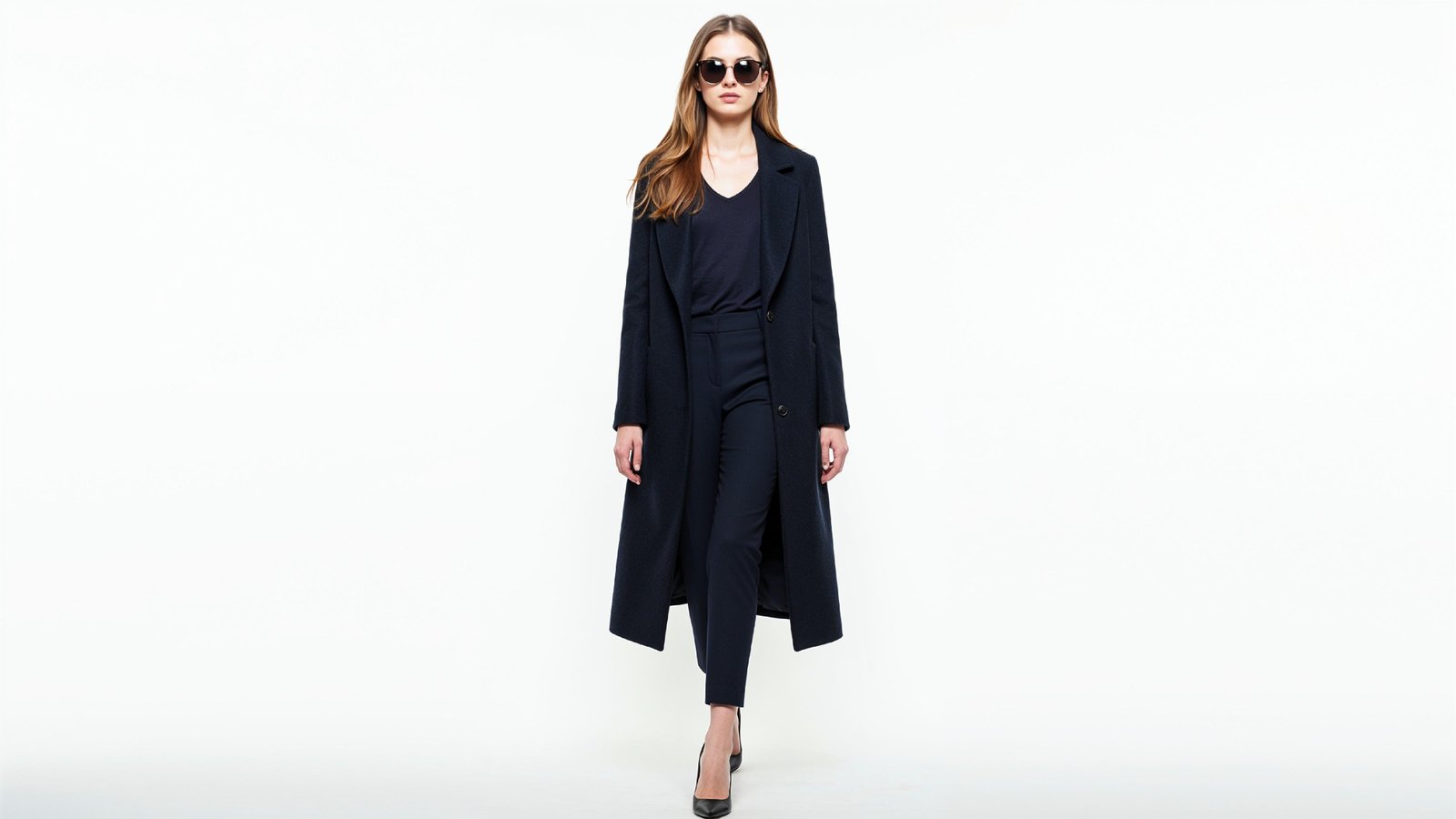 Stylish Young Woman Wearing Elegant Coat and Modern Fashion Outfit
