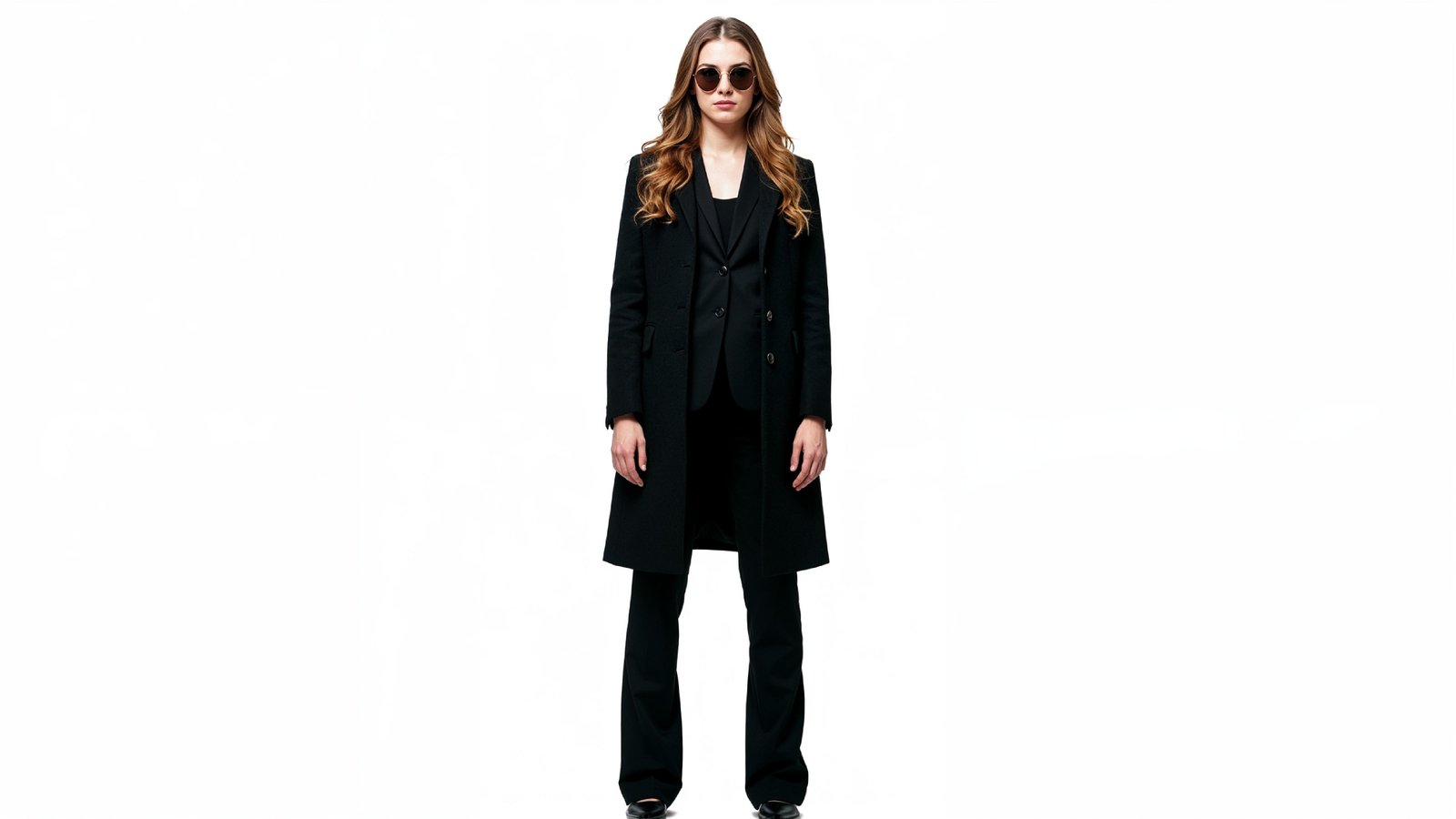 Stylish Young Woman Wearing Elegant Coat and Modern Fashion Outfit