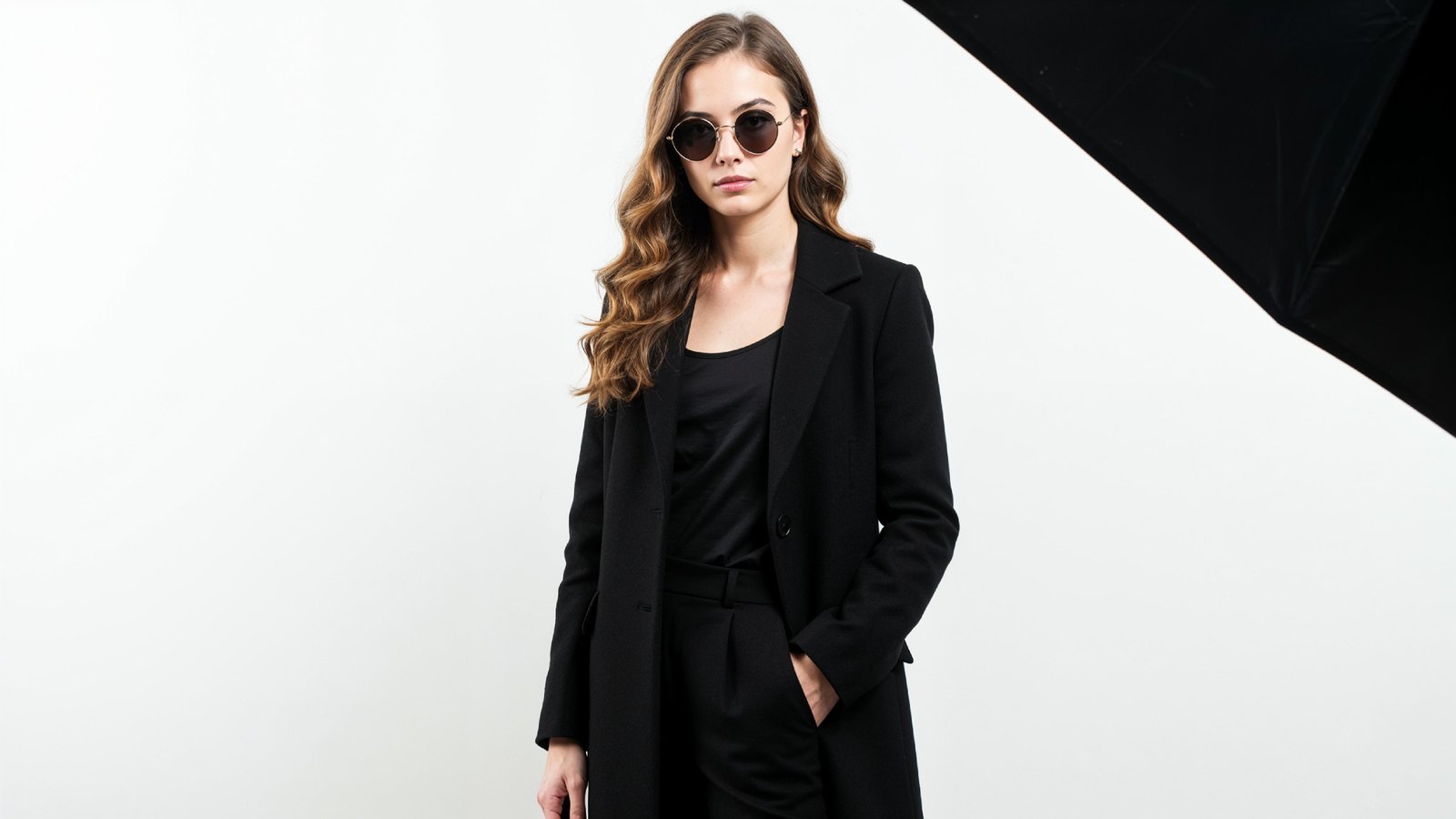 Stylish Young Woman Wearing Elegant Coat and Modern Fashion Outfit