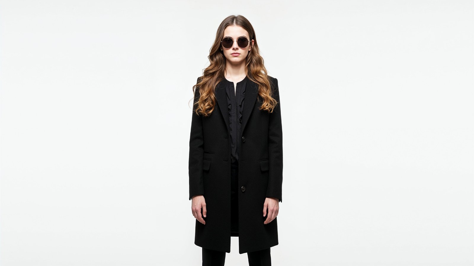 Stylish Young Woman Wearing Elegant Coat and Modern Fashion Outfit