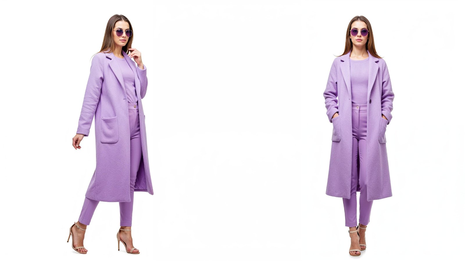 Stylish Young Woman Wearing Elegant Coat and Modern Fashion Outfit