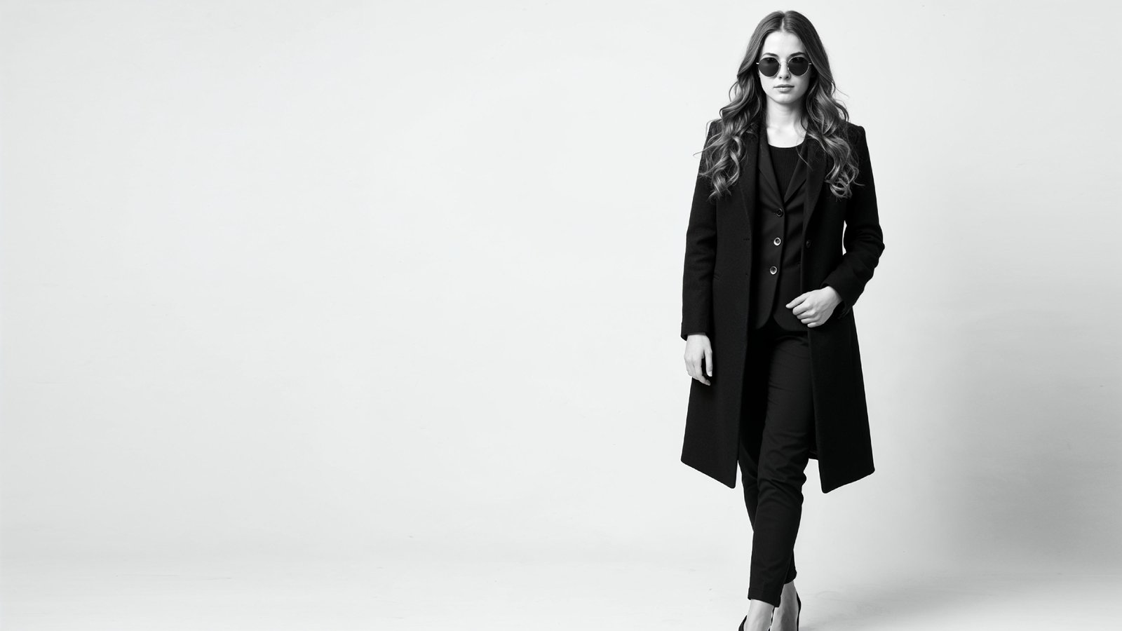 Stylish Young Woman Wearing Elegant Coat and Modern Fashion Outfit