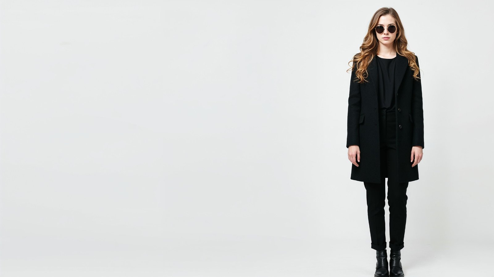 Stylish Young Woman Wearing Elegant Coat and Modern Fashion Outfit