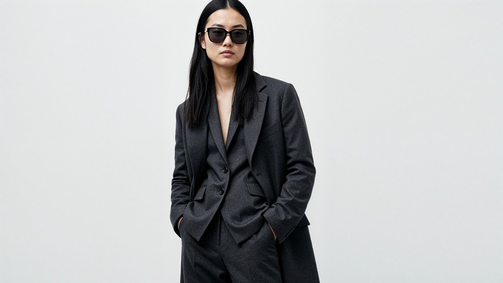 Stylish Young Woman Wearing Elegant Coat and Modern Fashion Outfit