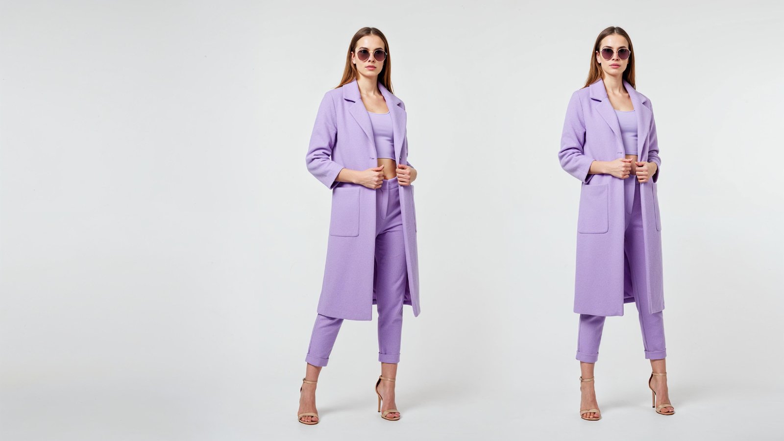 Stylish Young Woman Wearing Elegant Coat and Modern Fashion Outfit