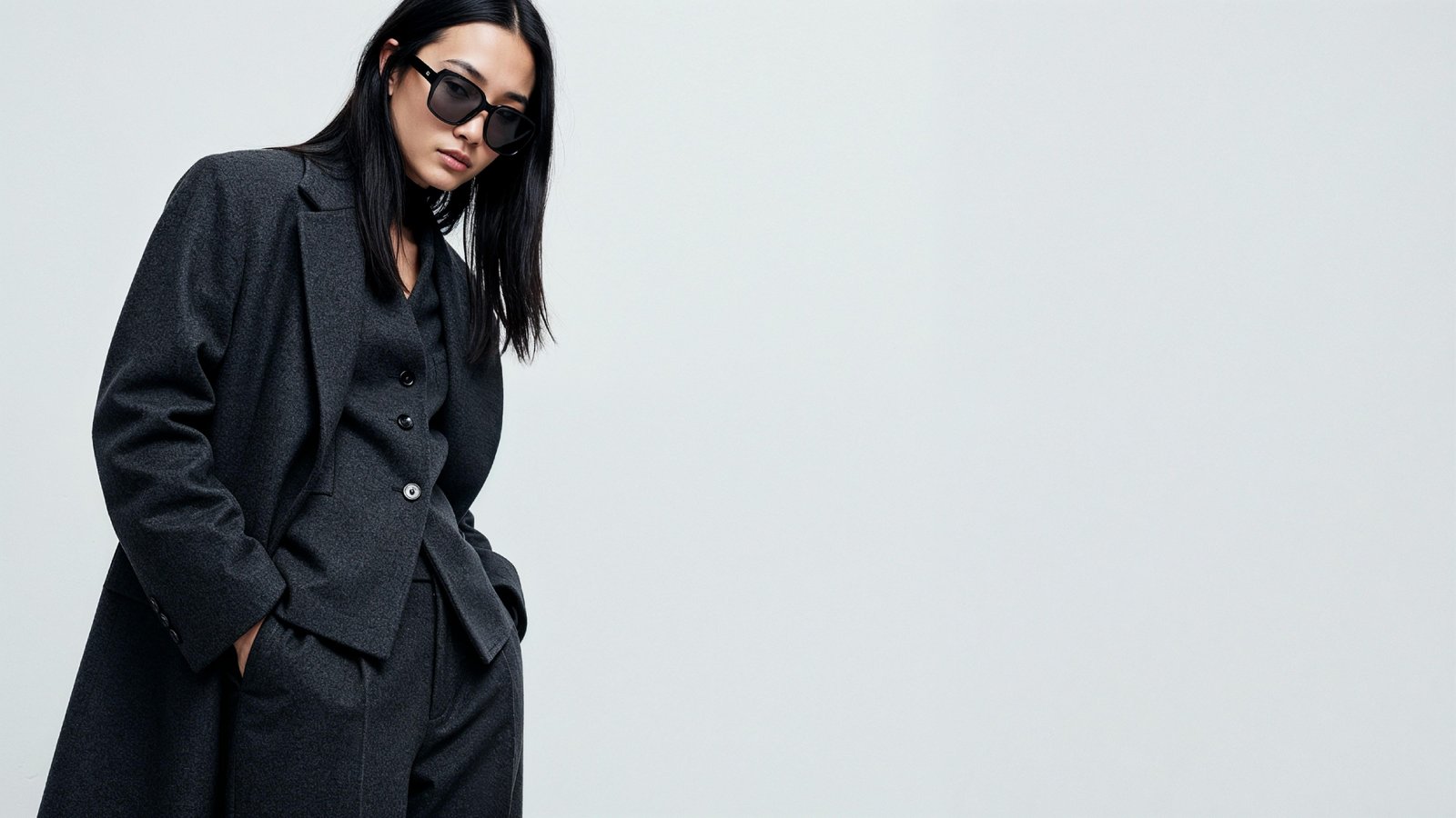 Stylish Young Woman Wearing Elegant Coat and Modern Fashion Outfit