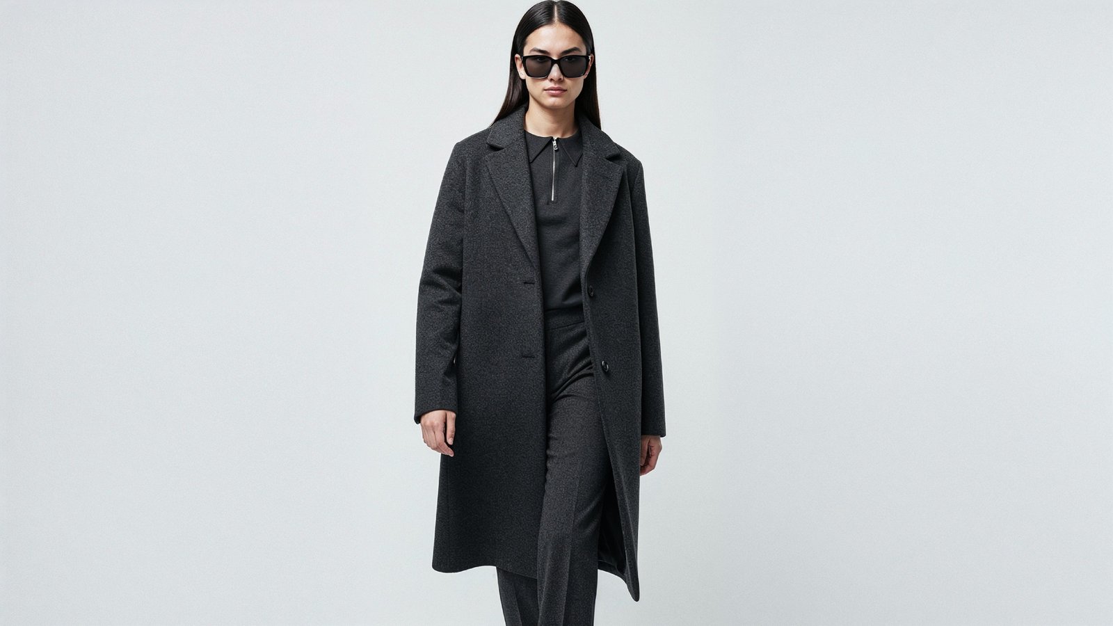 Stylish Young Woman Wearing Elegant Coat and Modern Fashion Outfit