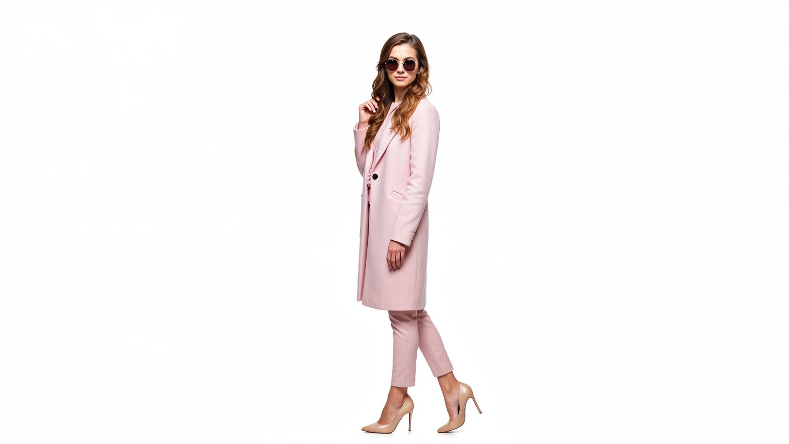Stylish Young Woman Wearing Elegant Coat and Modern Fashion Outfit