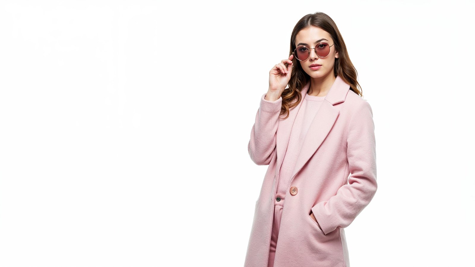 Stylish Young Woman Wearing Elegant Coat and Modern Fashion Outfit