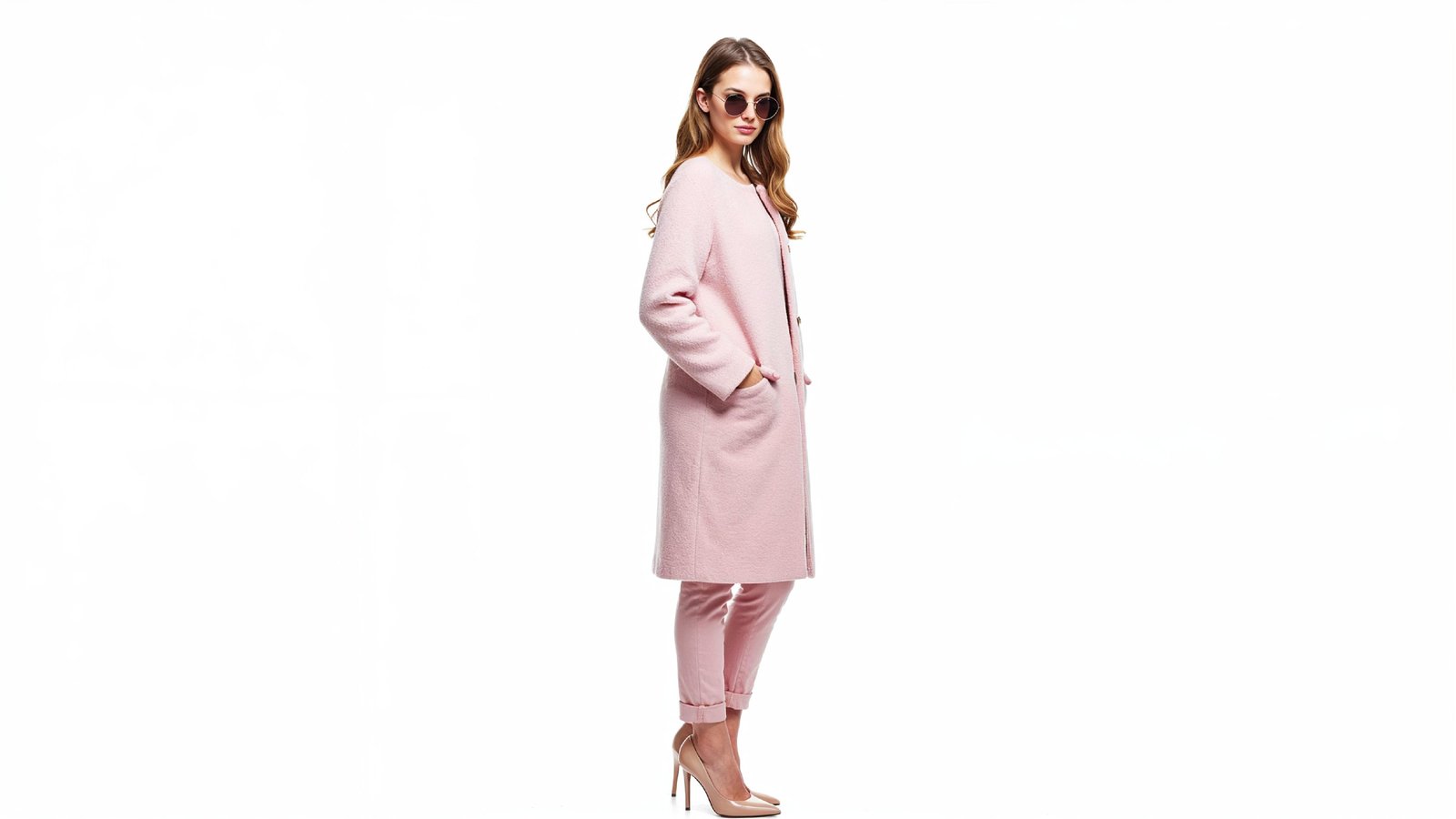 Stylish Young Woman Wearing Elegant Coat and Modern Fashion Outfit
