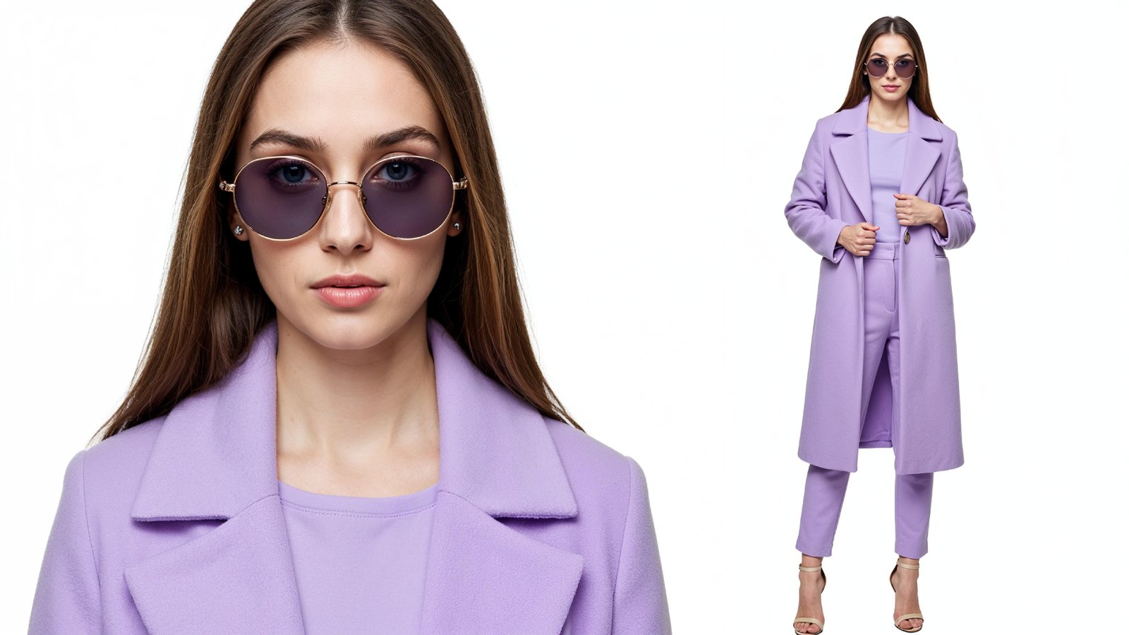 Stylish Young Woman Wearing Elegant Coat and Modern Fashion Outfit